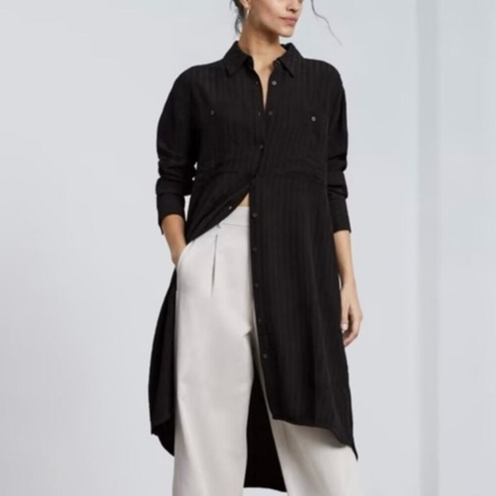 Everlane Black City Stripe Oversized Shirt Dress Size Small